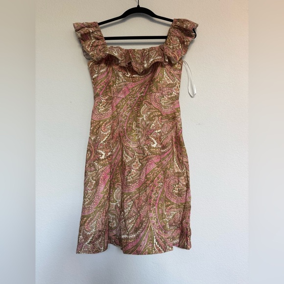 NWT ZIMMERMAN Brighton Ruffle-Neck Dress sherbet 4 - Picture 6 of 13